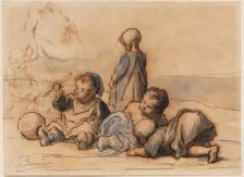 Children Playing, between 1808 and 1879. Creator: Honore Daumier