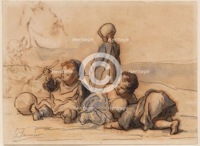 Children Playing, between 1808 and 1879. Creator: Honore Daumier.