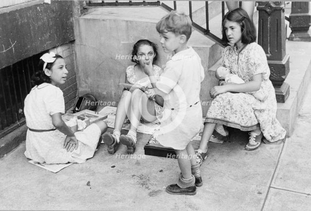 Children playing in the street, 61st Street between 1st and 3rd Avenues, New York, 1938. Creator: Walker Evans.