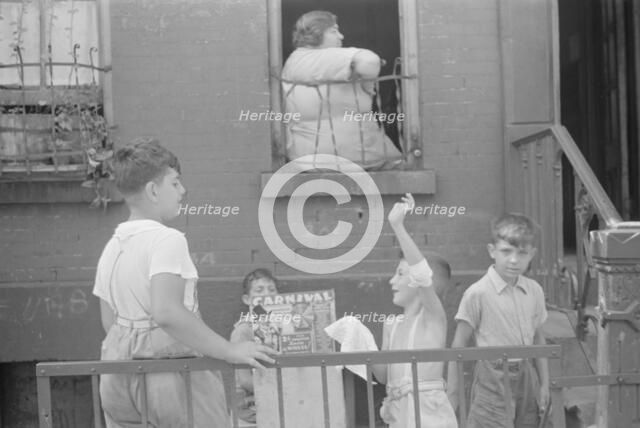Children playing in the street, 61st Street between 1st and 3rd Avenues, New York, 1938. Creator: Walker Evans.