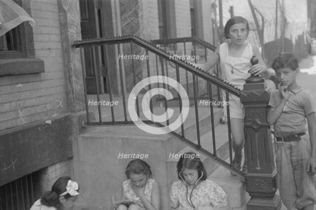 Children playing in the street, 61st Street between 1st and 3rd Avenues, New York, 1938. Creator: Walker Evans.