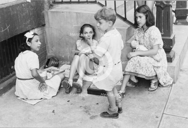 Children playing in the street, 61st Street between 1st and 3rd Avenues, New York, 1938. Creator: Walker Evans.