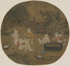 Children playing in a garden, Ming dynasty, 1368-1644. Creator: Unknown