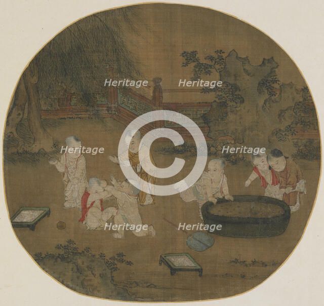 Children playing in a garden, Ming dynasty, 1368-1644. Creator: Unknown.