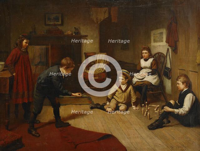 Children Playing in an Interior, 1893. Artist: Brooker, Harry (1848-1940)
