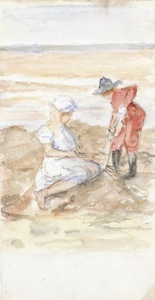 Children playing on the beach, 1834-1911. Creator: Jozef Israels