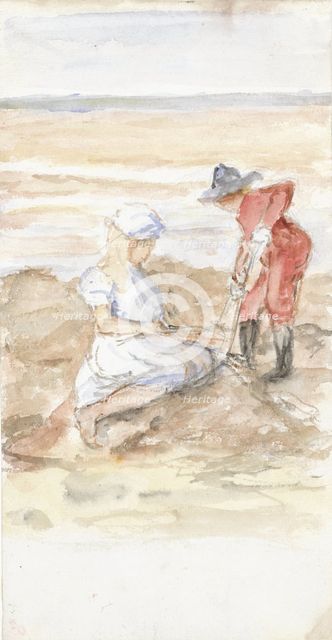 Children playing on the beach, 1834-1911. Creator: Jozef Israels.