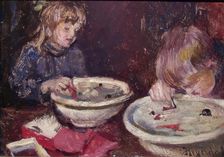 Children playing, probably 1908. Creator: Hans Heyerdahl