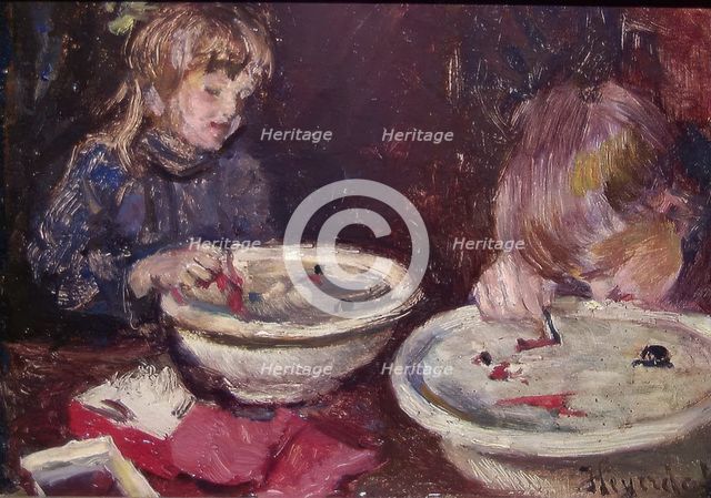 Children playing, probably 1908. Creator: Hans Heyerdahl.
