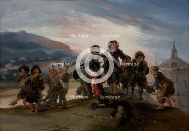 Children Playing Soldiers (Niños jugando a soldados), 1786. Creator: Goya, Francisco, de (1746-1828).
