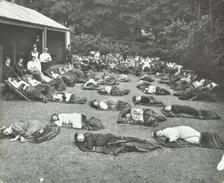 Children resting in the garden, Birley House Open Air School, Forest Hill, London, 1908