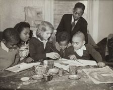 Children's art classes, Snyder Ave Boys Club, 1935. Creator: Unknown