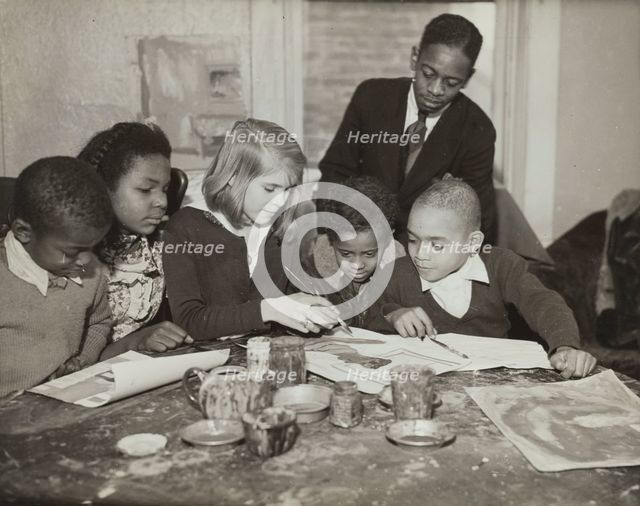Children's art classes, Snyder Ave Boys Club, 1935. Creator: Unknown.