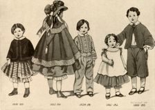 Children's clothing from 1850-1860 1907, (1937). Creator: Cecil W Trout