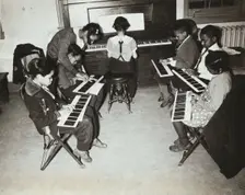 Children's piano class, Central Manhattan Music School, 1938. Creator: Solomon Horn
