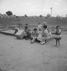 Children who attend nursery school, Farmersville FSA camp, Tulare County, California, 1939 Creator: Dorothea Lange