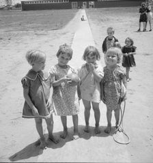 Children who attend nursery school, Farmersville FSA camp, Tulare County, CA, 1939. Creator: Dorothea Lange