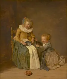 Children With A Cat, 1631. Creator: Dirck Hals
