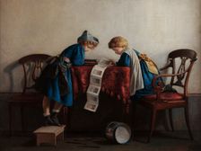 Children with a spelling book, 1869. Creator: Cornish, Giacomo (1837-1910)