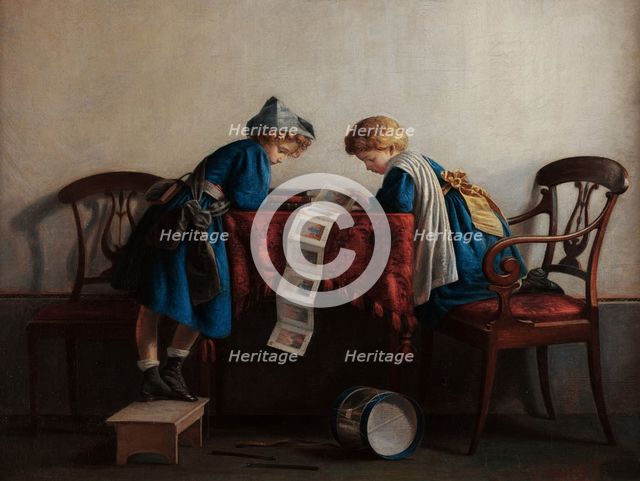 Children with a spelling book, 1869. Creator: Cornish, Giacomo (1837-1910).