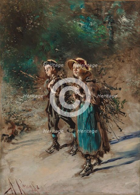 Children with Brushwood. Artist: Romako, Anton (1832-1889)