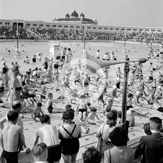 Children take part in an exercise class, Blackpool Lido, c1946-c1955.  Artist: John Gay