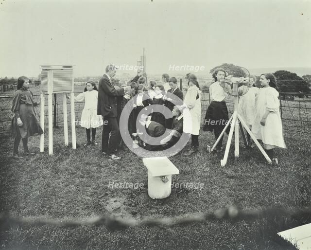 Children taking meteorological observations, Shrewsbury House Open Air School, London, 1908. Artist: Unknown.