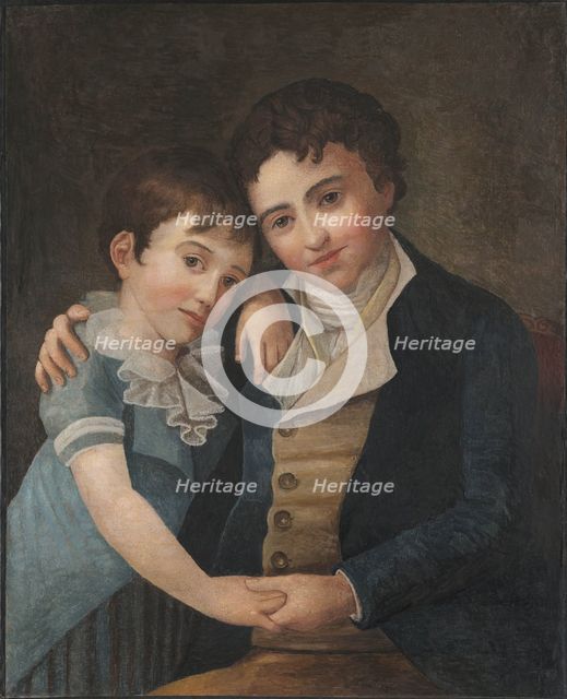Children's double portrait: Franz Xaver Wolfgang Mozart (1791-1844) and Carl...(1784-1858), 1798. Creator: Hansen, Hans (1769-1828).