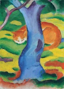 Children's Picture (Cat Behind A Tree), 1910-1911. Creator: Marc, Franz (1880-1916)