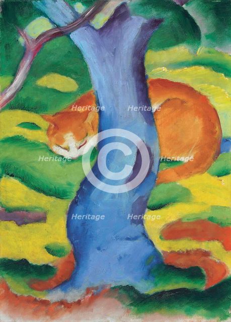 Children's Picture (Cat Behind A Tree), 1910-1911. Creator: Marc, Franz (1880-1916).