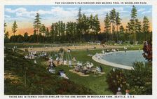 Children's playground and wading pool, Woodland Park, Seattle, Washington, USA, 1914