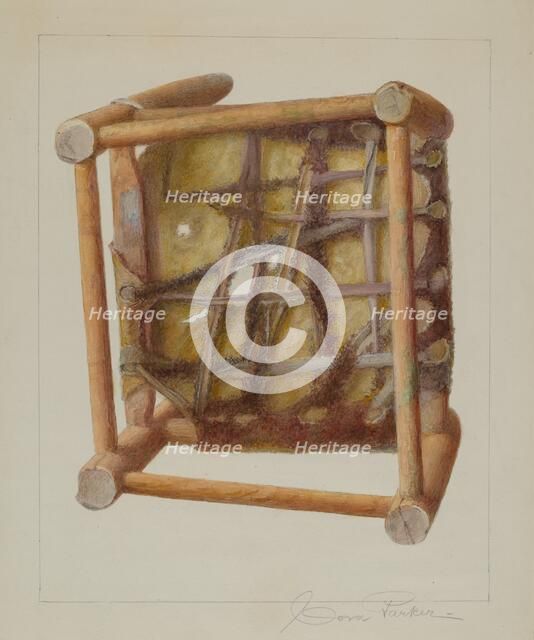 Child's Chair (View of Seat Bottom), c. 1938. Creator: Cora Parker.