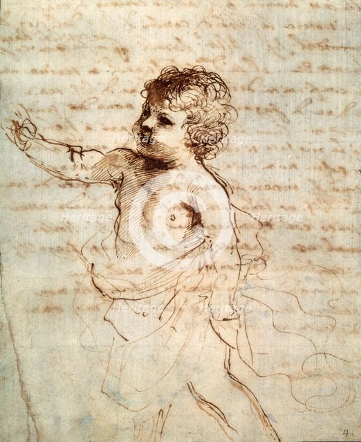 'Child's figure in drapery', 17th century Artist: Guercino