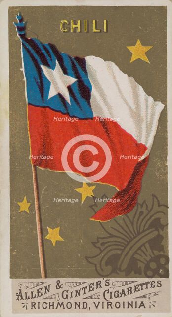 Chile, from Flags of All Nations, Series 1 (N9) for Allen & Ginter Cigarettes Brands, 1887. Creator: Allen & Ginter.