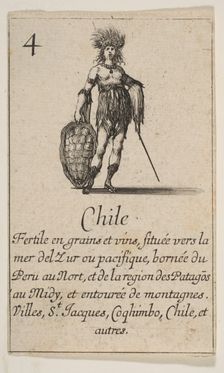 Chile, from Game of Geography (Jeu de la Géographie), 1644. Creator: Stefano della Bella