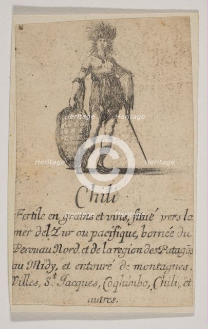 Chile, from 'Game of Geography' (Jeu de la Géographie), 1644. Creator: Stefano della Bella.