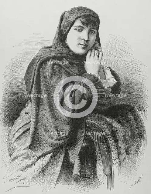 Chilean lady wearing dress for church, 1883. Creator: Arturo Carretero y Sánchez.