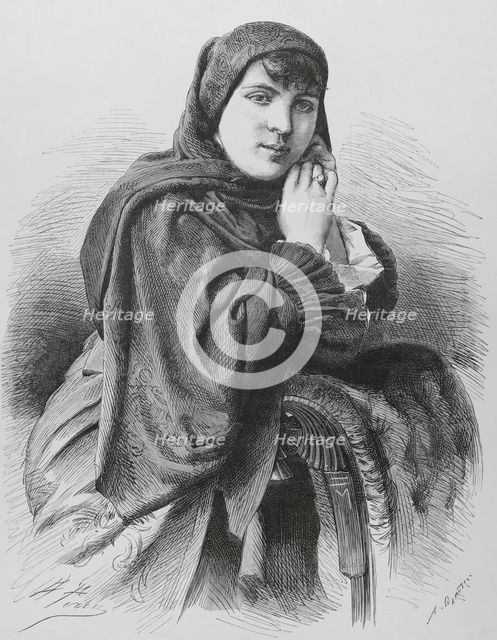 Chilean lady wearing dress for church, 1883. Creator: Arturo Carretero y Sánchez.