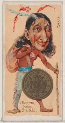 Chili, 1 Escudo, from the series Coins of All Nations (N72, variation 2) for Duke brand ci..., 1889. Creator: Unknown