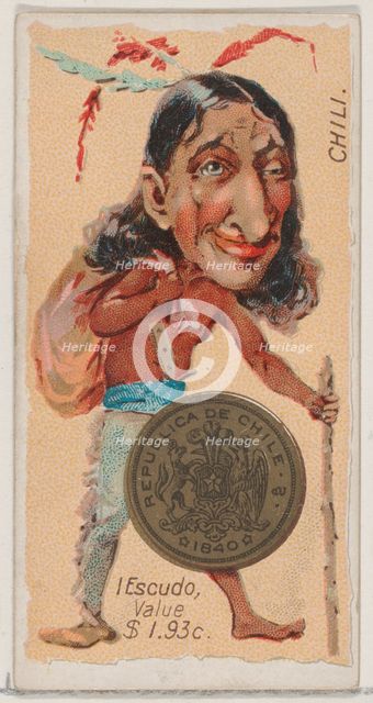Chili, 1 Escudo, from the series Coins of All Nations (N72, variation 2) for Duke brand ci..., 1889. Creator: Unknown.