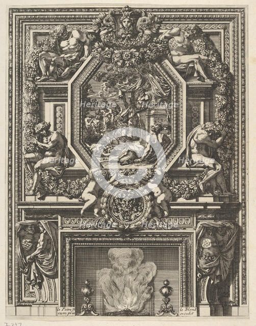 Chimney with a Bacchanal over the Mantle from 'Grandes Cheminée', ca. 1644-66. Creator: Jean le Pautre.