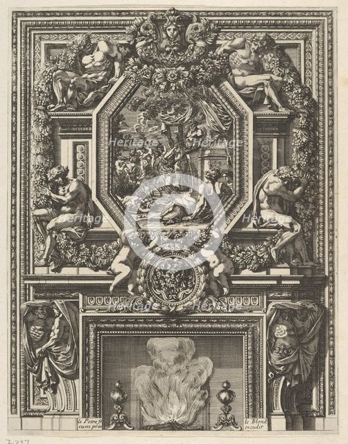 Chimney with a Bacchanal over the Mantle from 'Grandes Cheminée', ca. 1644-66. Creator: Jean le Pautre.
