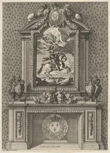 Chimney with a Painting of Louis XIV over the Mantle, from Grandes Cheminée ca. 1644-66. Creator: Jean le Pautre