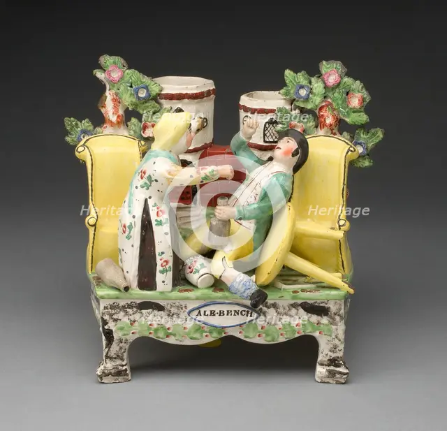 Chimney Ornament: Ale-Bench, Staffordshire, c. 1820. Creator: Staffordshire Potteries.