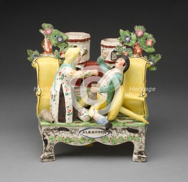 Chimney Ornament: Ale-Bench, Staffordshire, c. 1820. Creator: Staffordshire Potteries.