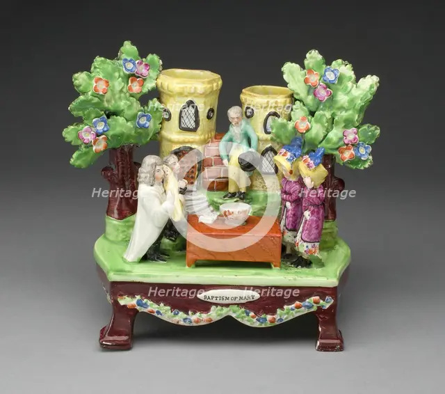 Chimney Ornament: Baptism of Mary, Staffordshire, c. 1820. Creator: Staffordshire Potteries.