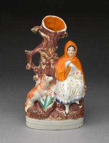 Chimney Ornament: Little Red Riding Hood, Staffordshire, c. 1830. Creator: Staffordshire Potteries