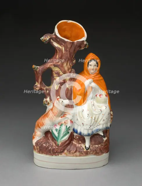 Chimney Ornament: Little Red Riding Hood, Staffordshire, c. 1830. Creator: Staffordshire Potteries.