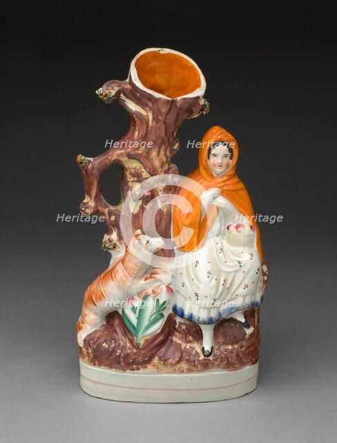 Chimney Ornament: Little Red Riding Hood, Staffordshire, c. 1830. Creator: Staffordshire Potteries.