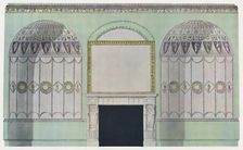 Chimney-piece planked by alcoves; interior composition c18th century. Artist: James Wyatt